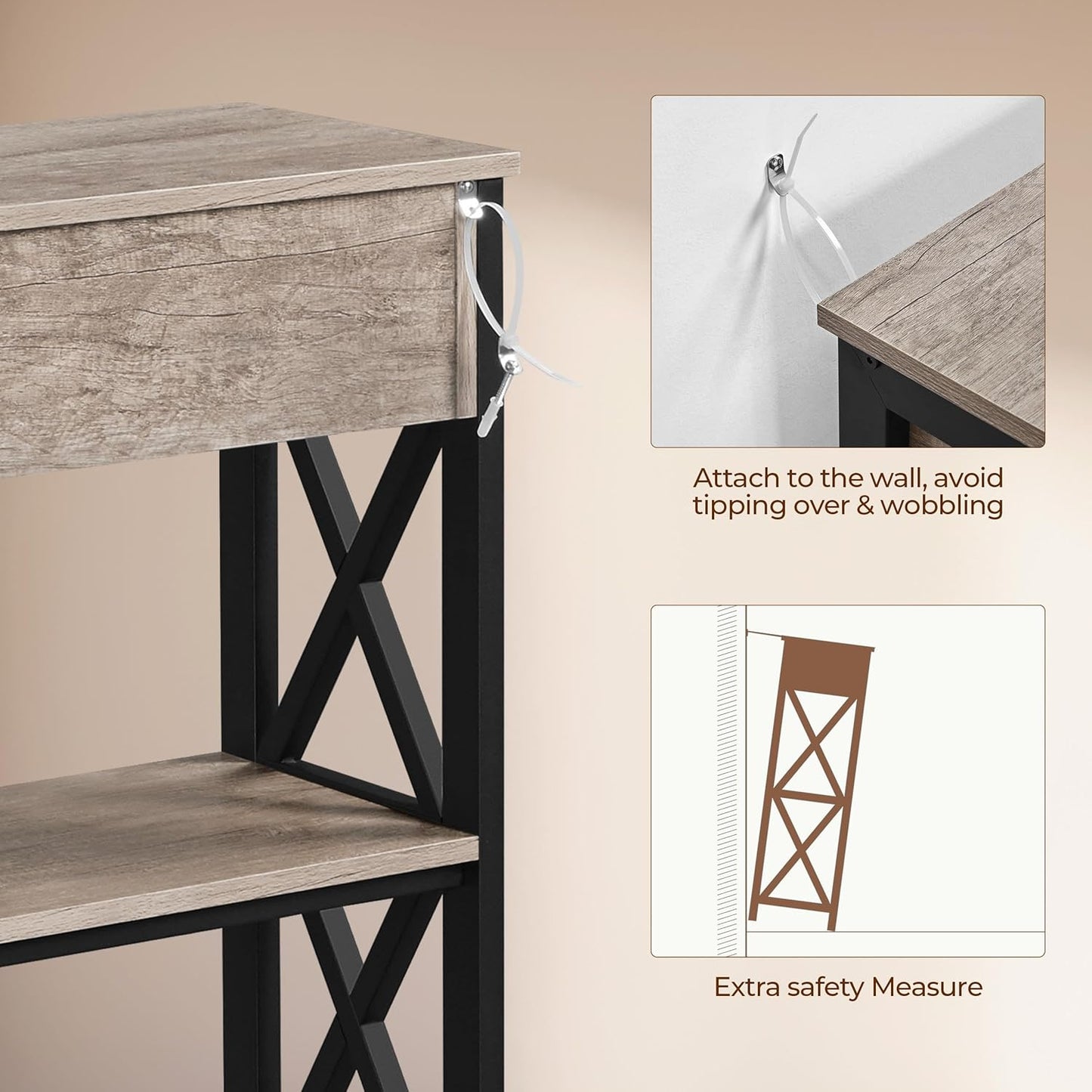 Stylish Gray Console Table with Drawer & 3-Tier Storage - Perfect for Narrow Hallways & Small Spaces!