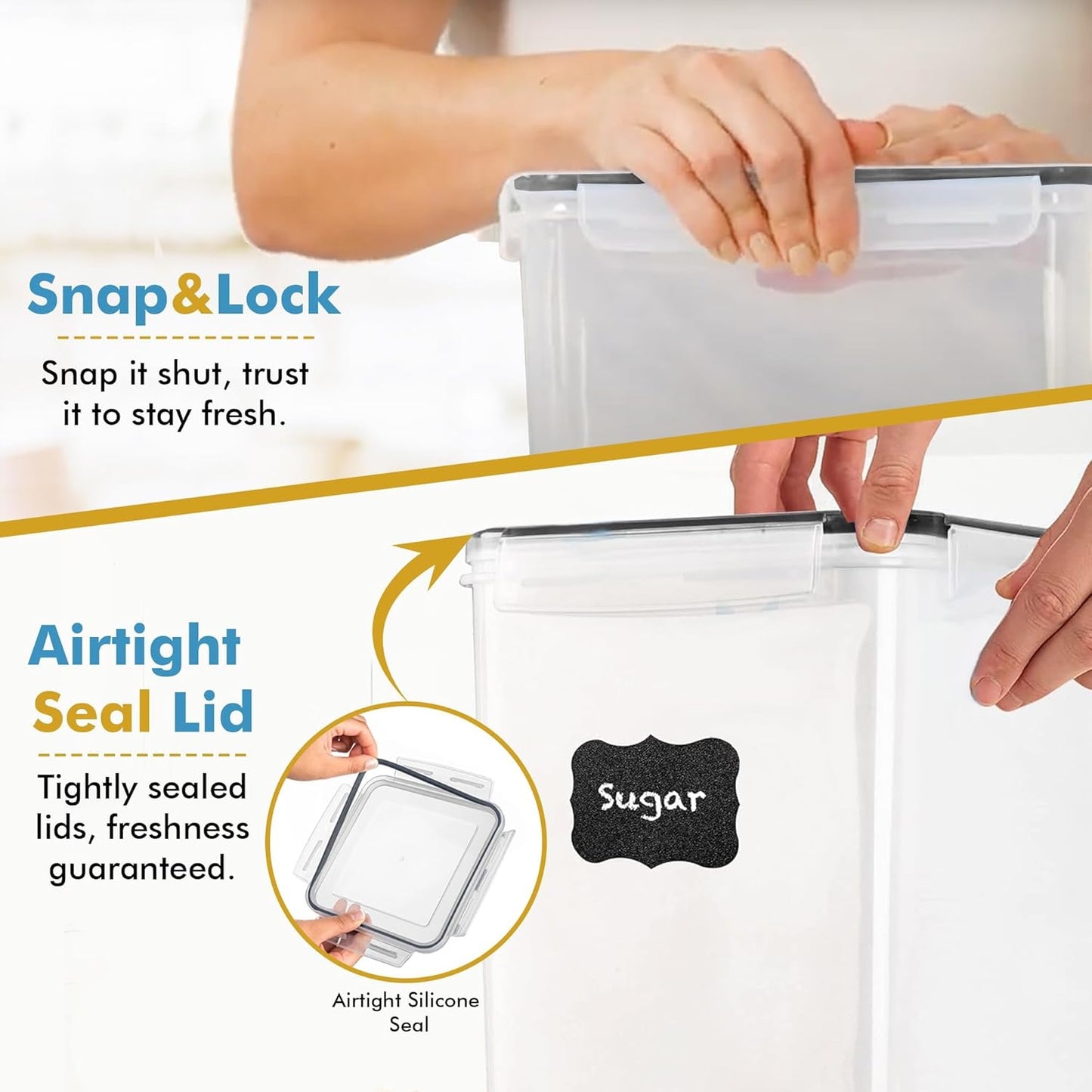 Extra Large 2 PC Food Storage Containers - 9.5L (321 Oz) Airtight Canisters for Flour, Sugar, Rice, Cereal & Pasta - BPA-Free, Leakproof Kitchen & Pantry Organization