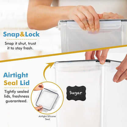 Extra Large 2 PC Food Storage Containers - 9.5L (321 Oz) Airtight Canisters for Flour, Sugar, Rice, Cereal & Pasta - BPA-Free, Leakproof Kitchen & Pantry Organization