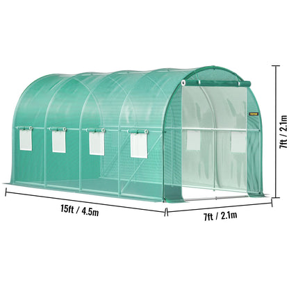 Durable Walk-In Tunnel Greenhouse with Galvanized Frame & Waterproof Cover - Multiple Sizes Available!