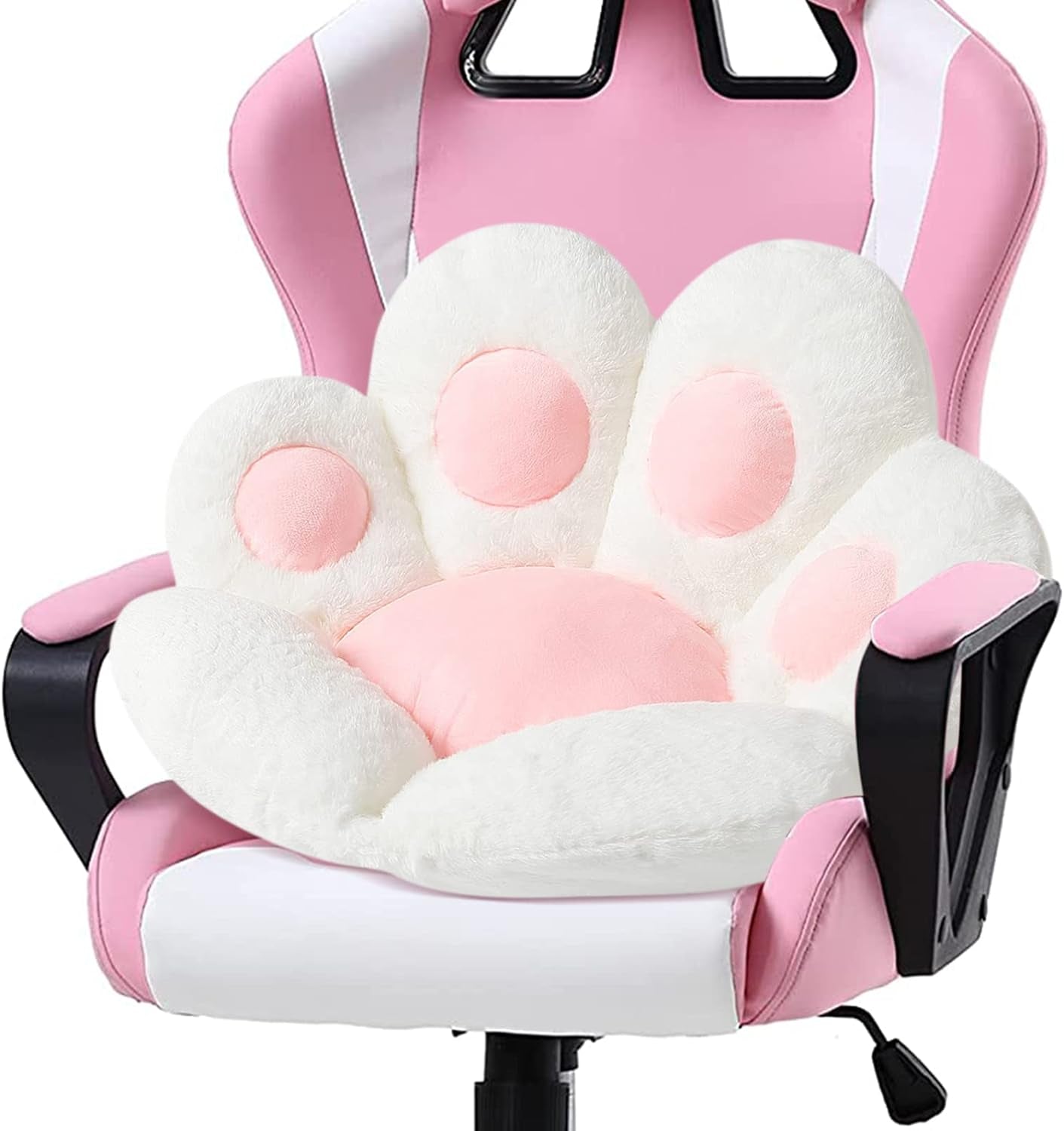 Adorable Cat Paw Cushion - Kawaii 31.4" x 27.5" Comfy Seat Pad for Gaming Chairs, Sofa & Office Decor - Cute White Floor Pillow