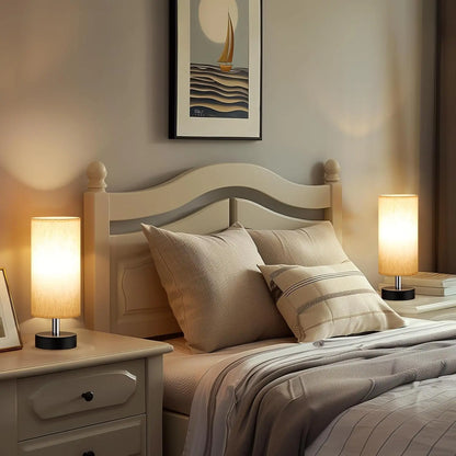 Set of Two Minimalist Small Table Lamps for Bedroom, Nightstands, Desks, and Living Areas