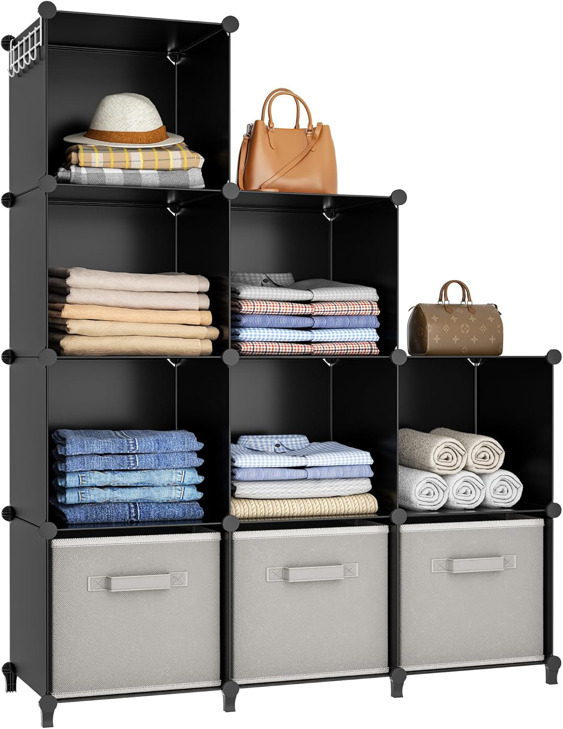 Stylish 9-Cube Closet Organizer - Versatile Storage Solution for Bedroom, Kids Room, Bathroom, and More!