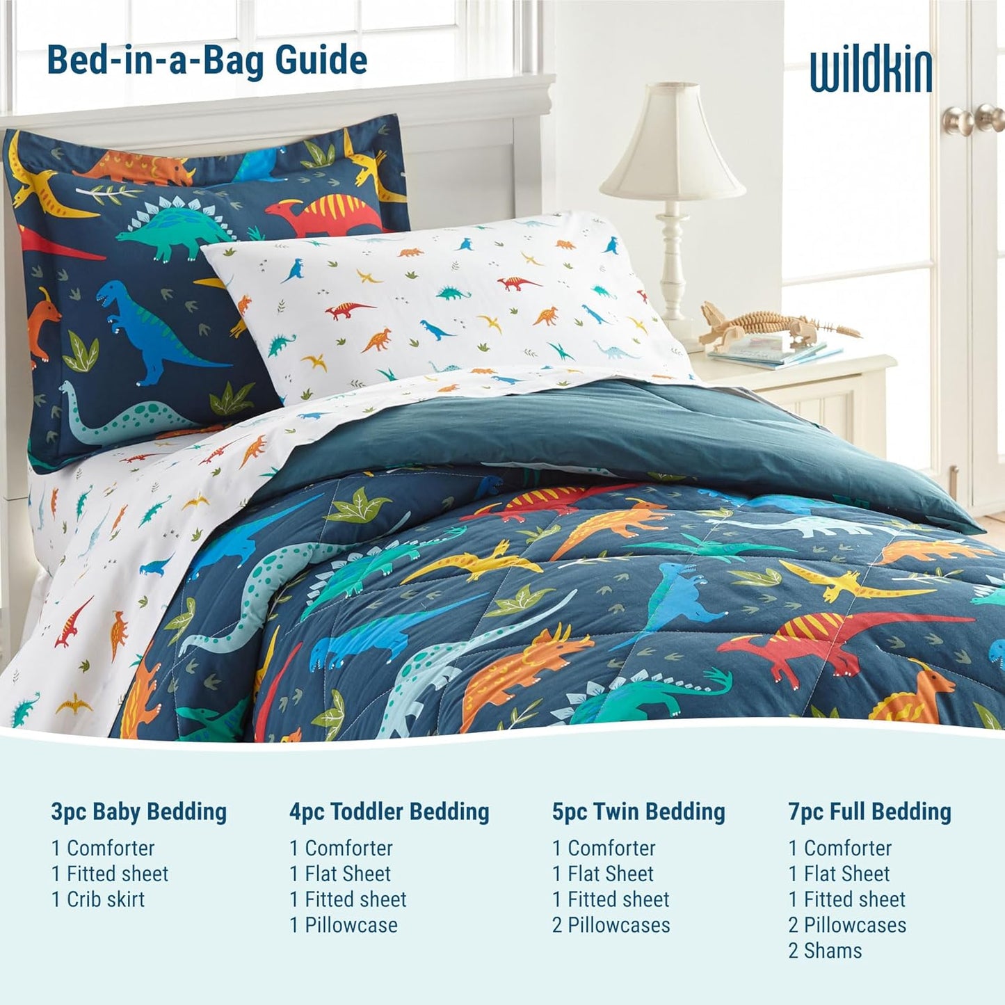 Dinosaur Land Kids Cotton Toddler Comforter Set - Soft, Lightweight, Perfect for Standard Crib Mattresses