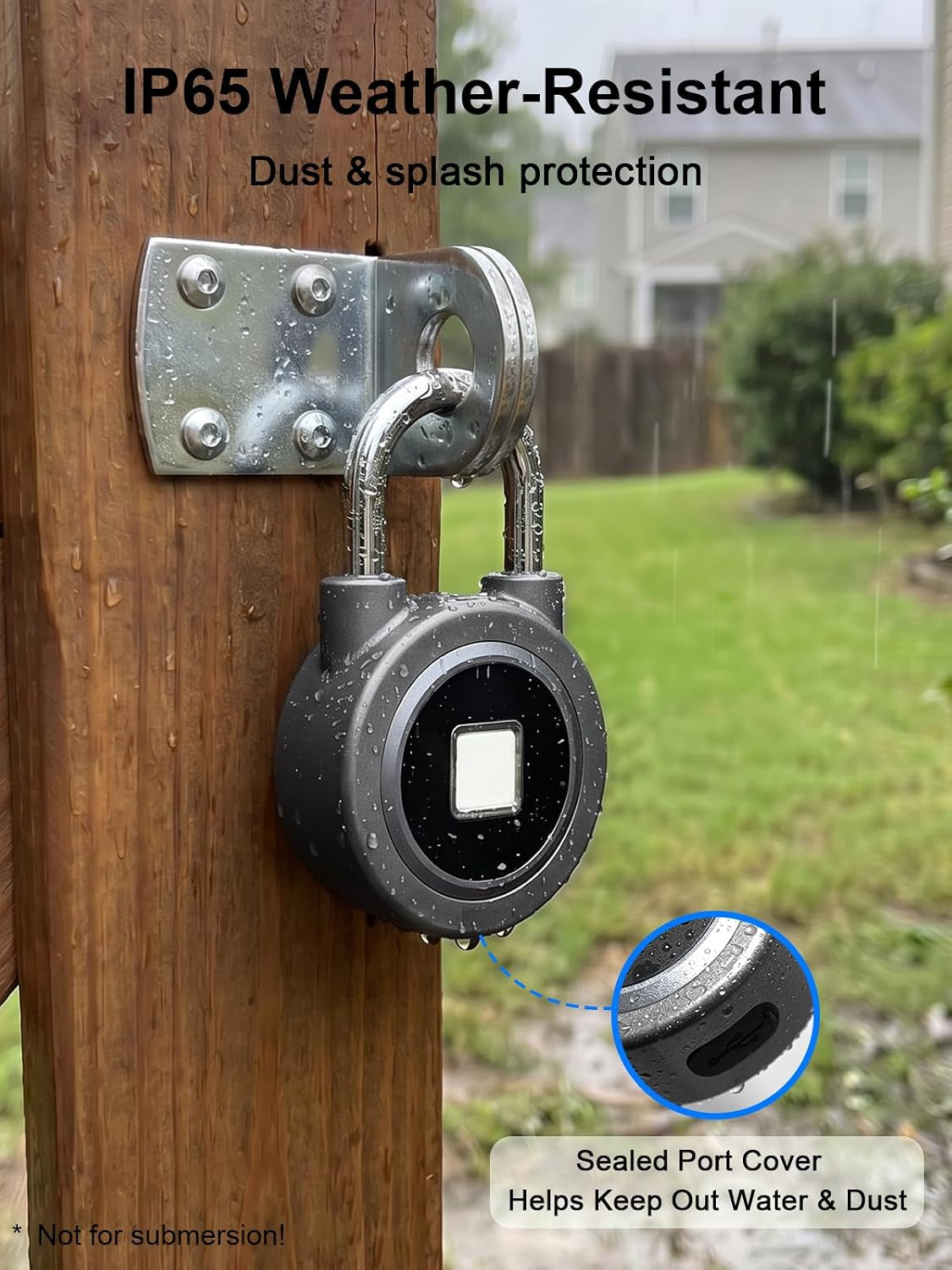 Biometric Fingerprint Lock - Bluetooth Smart Padlock for Gym, School, and More - Rechargeable & Waterproof (Grey)