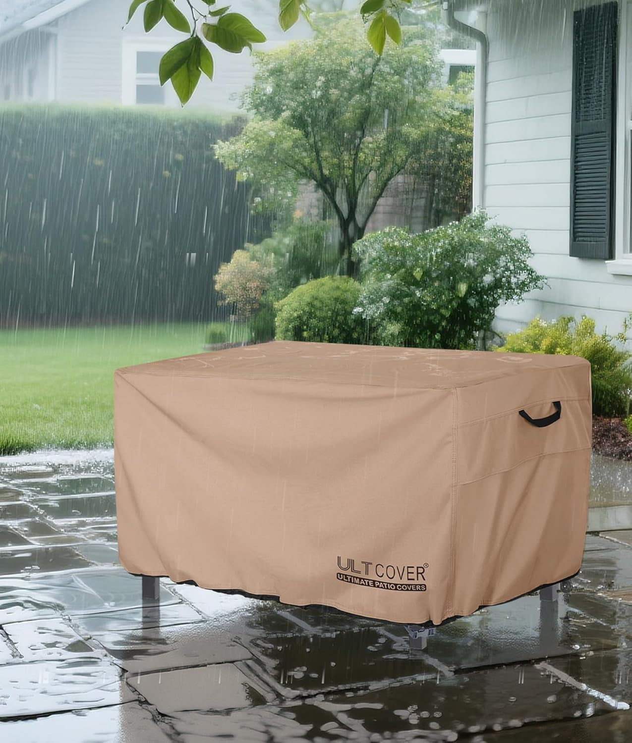 Premium Waterproof Heavy Duty Rectangular Gas Fire Pit Table Cover - 48x28 Inch Protection