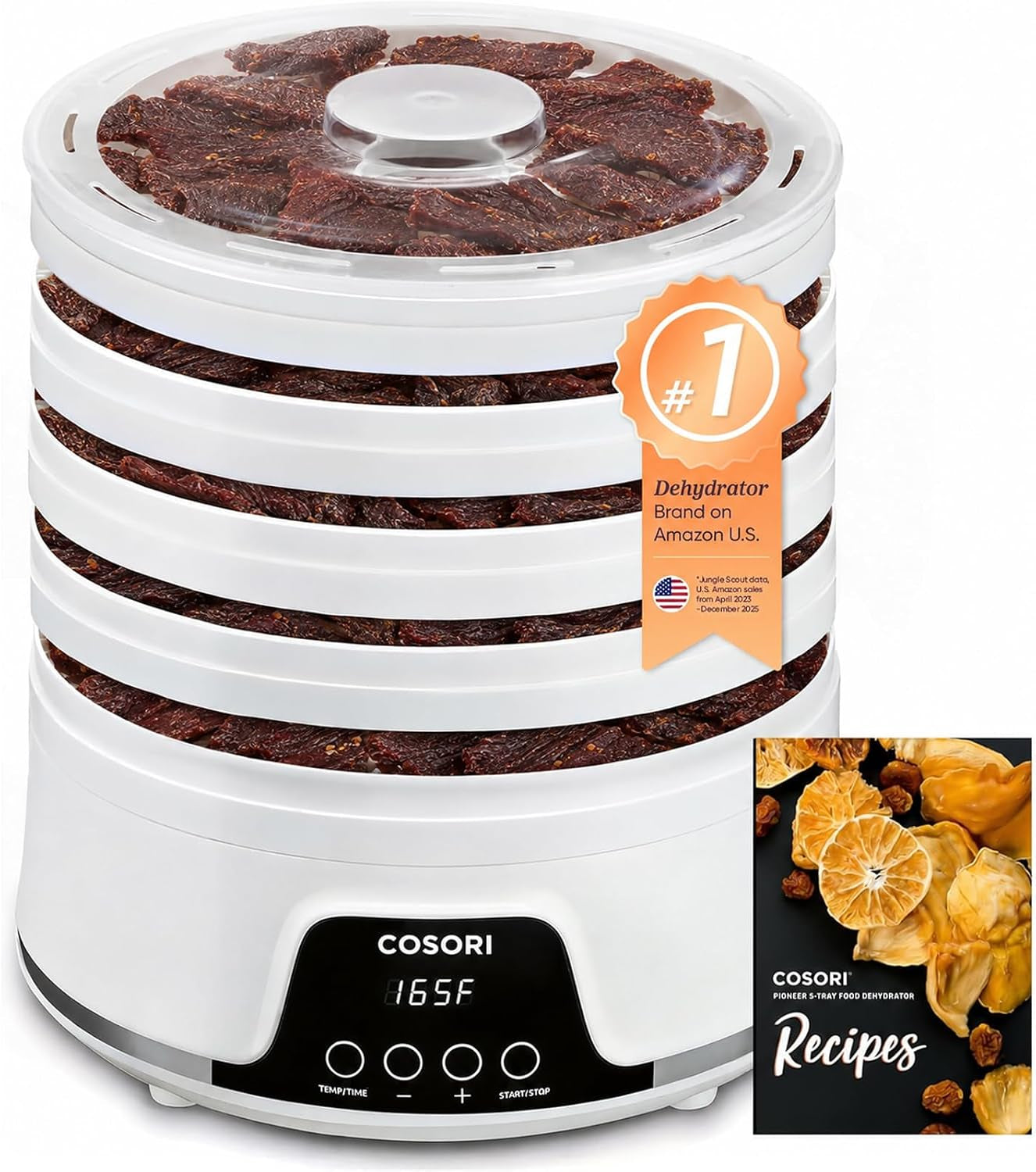 Premium Food Dehydrator with 5 BPA-Free Trays, Adjustable 165°F Temperature Control, 350W Power