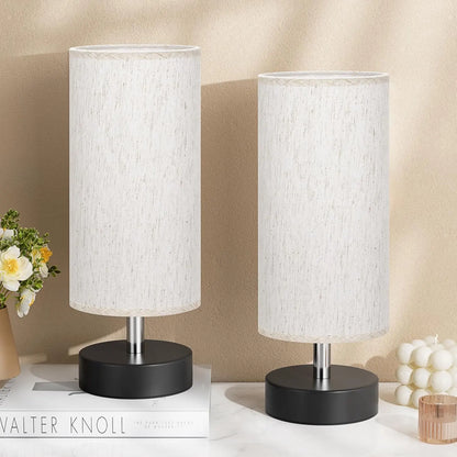 Set of Two Minimalist Small Table Lamps for Bedroom, Nightstands, Desks, and Living Areas
