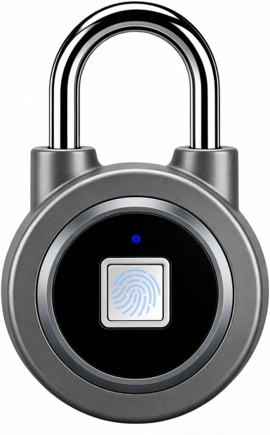 Biometric Fingerprint Lock - Bluetooth Smart Padlock for Gym, School, and More - Rechargeable & Waterproof (Grey)