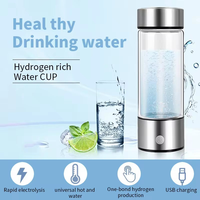 Portable Hydrogen-Rich Water Generator Bottle with Titanium Filter - USB Rechargeable Health Cup