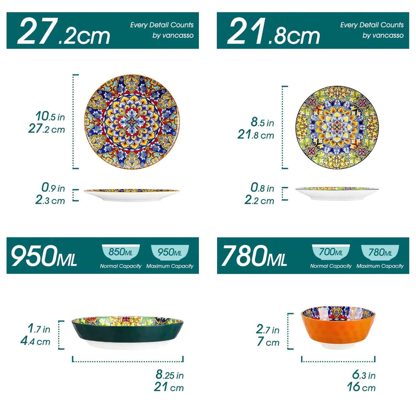 Transform Your Dining with the Vancasso Bohemian Ceramic Dinnerware Set – Stunning Stoneware Plates & Bowls for 6, Perfect for Every Occasion!