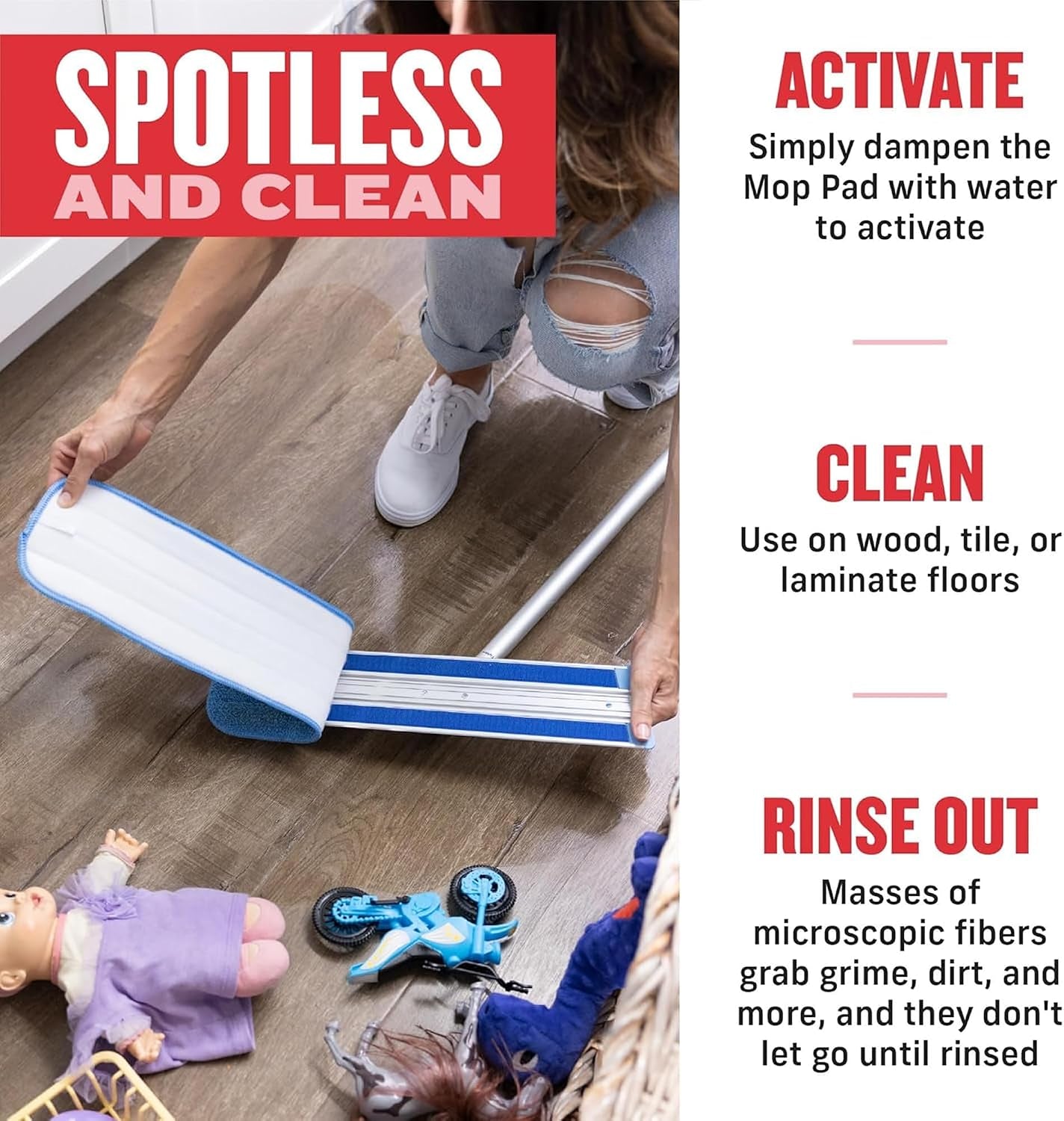 Revolutionary Deep Clean Mop - Eco-Friendly, Reusable Cloth Pad for Effortless Home Cleaning on All Hard Floors!