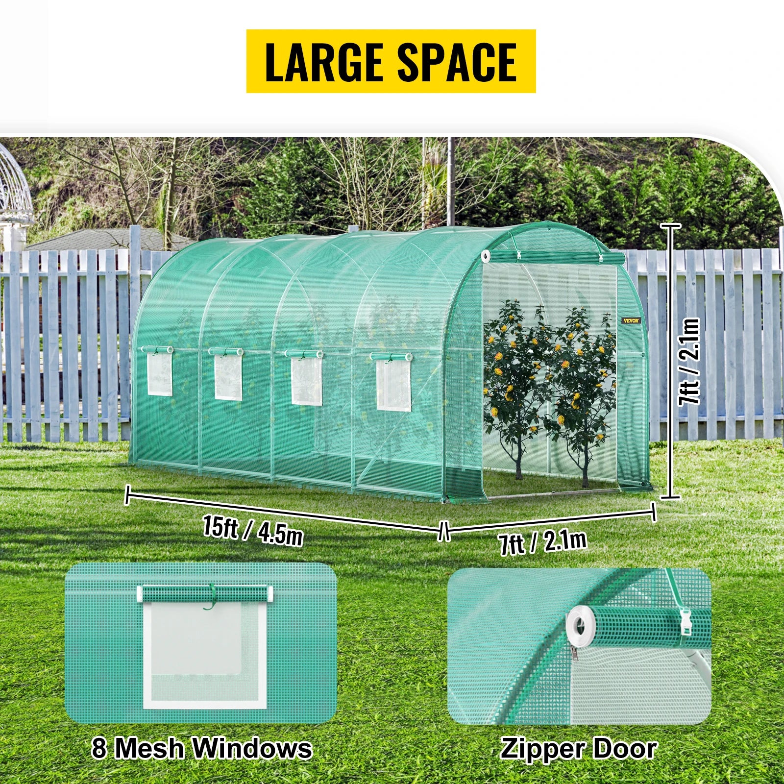 Durable Walk-In Tunnel Greenhouse with Galvanized Frame & Waterproof Cover - Multiple Sizes Available!