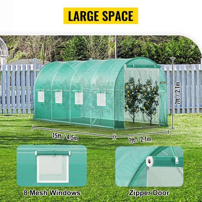 Durable Walk-In Tunnel Greenhouse with Galvanized Frame & Waterproof Cover - Multiple Sizes Available!