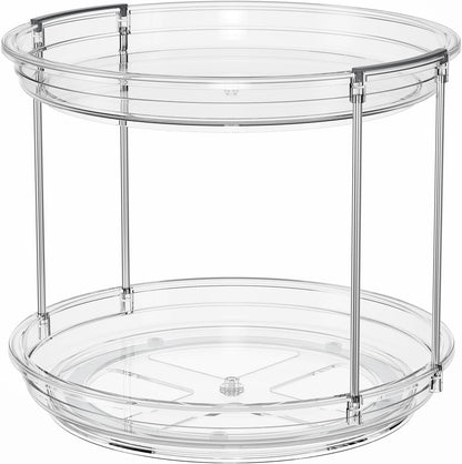 Maximize Your Space with the 2 Tier Lazy Susan Turntable Organizer - Perfect for Spices, Kitchen, Bathroom, and More!
