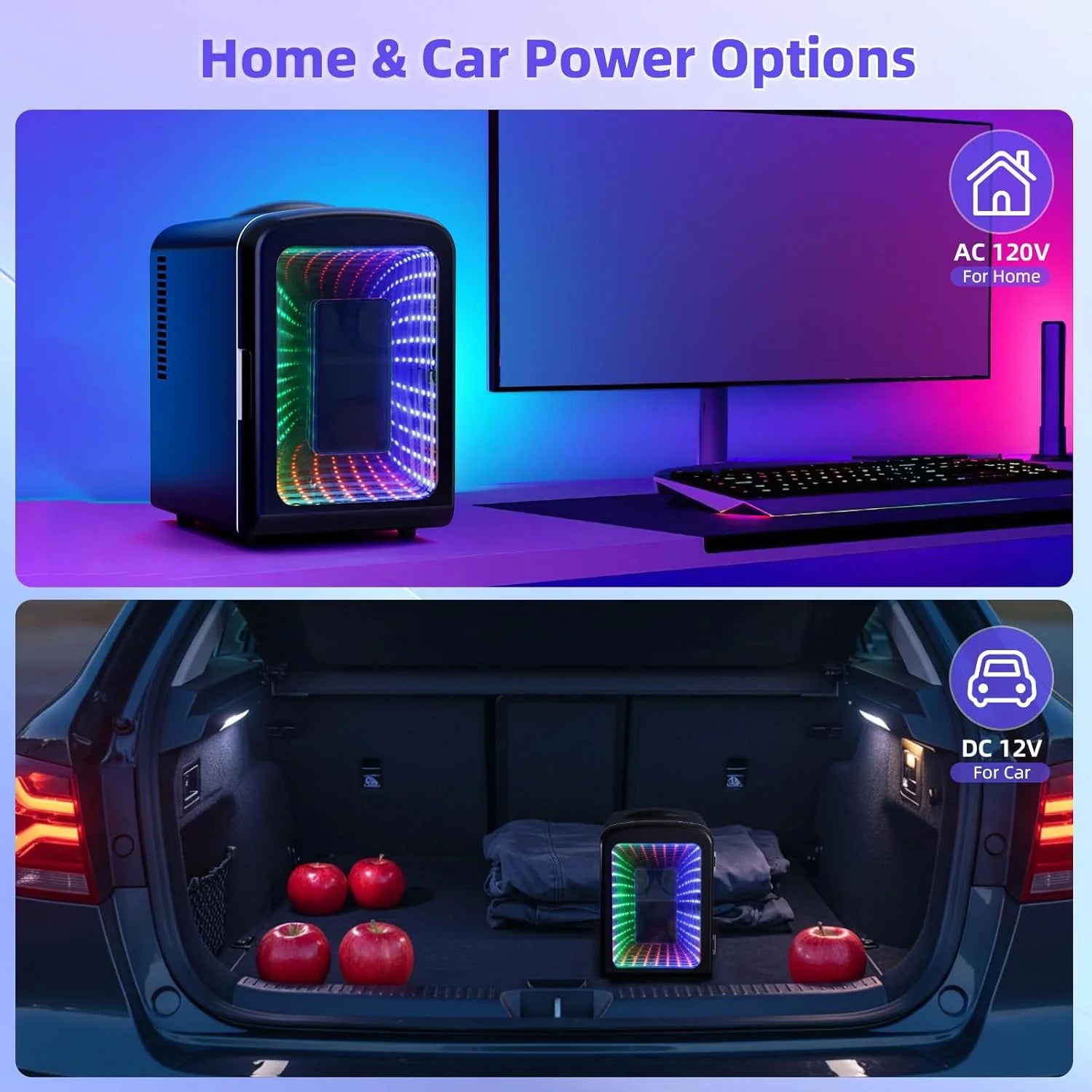 Chill in Style: Compact Mini Refrigerator with LED Gaming Light - 4L Capacity for Beverages, Snacks, and Cosmetics Perfect for Any Space!