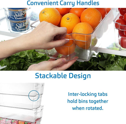 14-Piece Stackable Clear Fridge Organizer Bins - Acrylic Refrigerator and Freezer Storage Solution