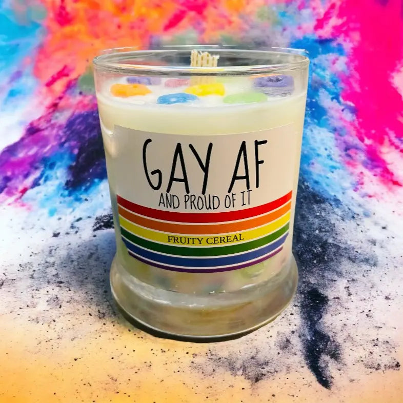 Celebrate Pride with GAY AF Soy Candle - Fun, Fruity, and Fabulous!