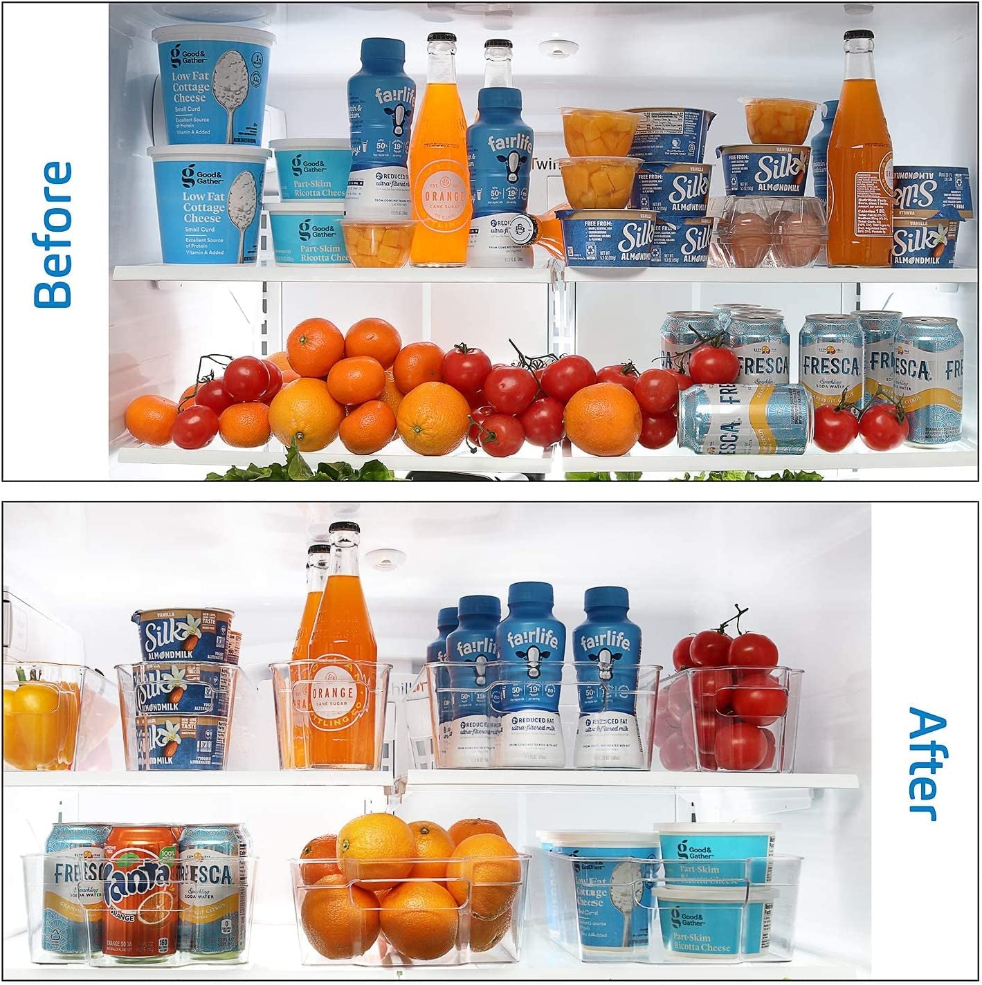 14-Piece Stackable Clear Fridge Organizer Bins - Acrylic Refrigerator and Freezer Storage Solution