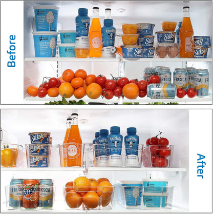 14-Piece Stackable Clear Fridge Organizer Bins - Acrylic Refrigerator and Freezer Storage Solution