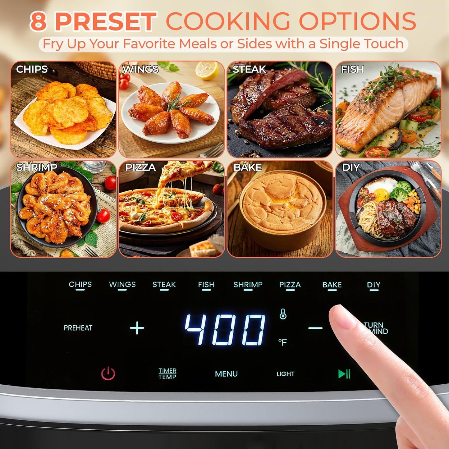 Transform Your Cooking with the Revolutionary 4Qt Air Fryer - Featuring Easy View Window, Interior Light, Digital Touchscreen & 8 Cooking Presets!