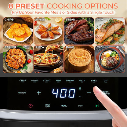 Transform Your Cooking with the Revolutionary 4Qt Air Fryer - Featuring Easy View Window, Interior Light, Digital Touchscreen & 8 Cooking Presets!