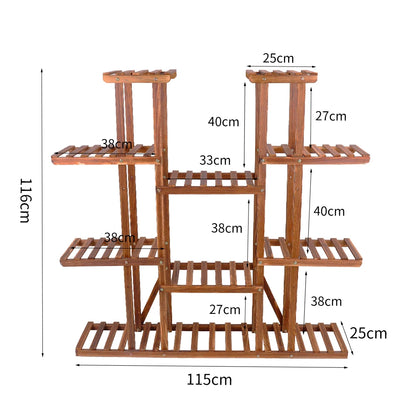 UNHO 46-Inch Multi-Tier Wooden Plant Stand - Stylish Flower Rack with 16 Shelves for Indoor & Outdoor Display