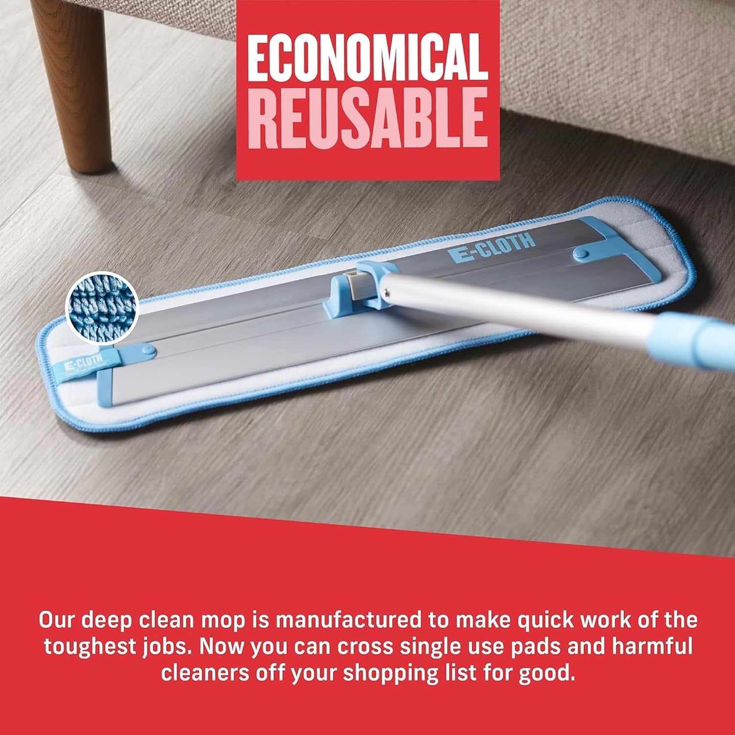 Revolutionary Deep Clean Mop - Eco-Friendly, Reusable Cloth Pad for Effortless Home Cleaning on All Hard Floors!