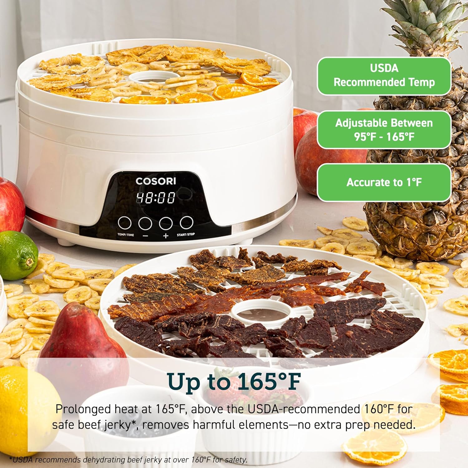 Premium Food Dehydrator with 5 BPA-Free Trays, Adjustable 165°F Temperature Control, 350W Power