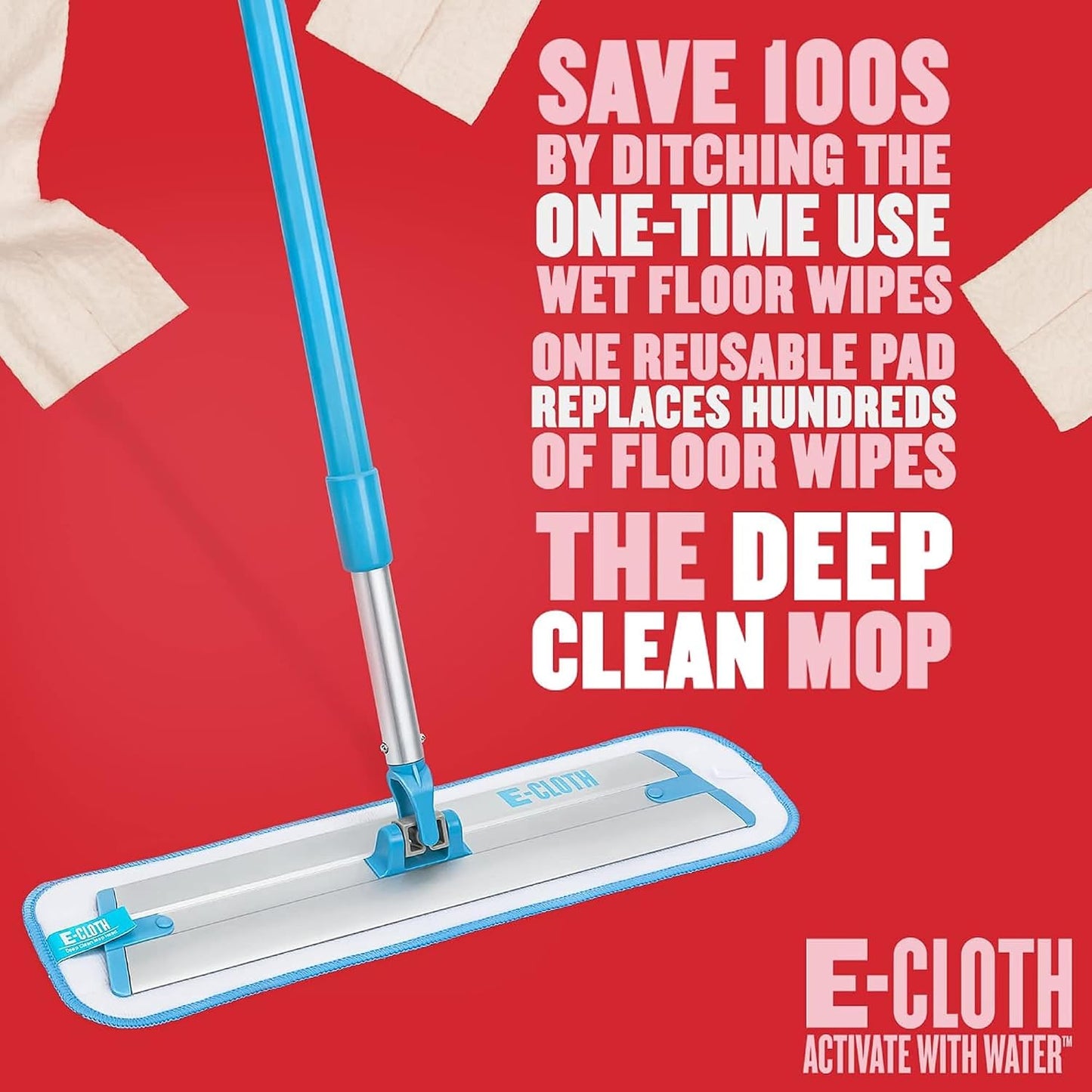 Revolutionary Deep Clean Mop - Eco-Friendly, Reusable Cloth Pad for Effortless Home Cleaning on All Hard Floors!