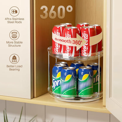 Maximize Your Space with the 2 Tier Lazy Susan Turntable Organizer - Perfect for Spices, Kitchen, Bathroom, and More!