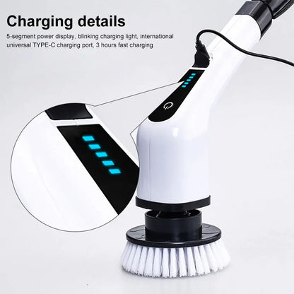 7-in-1 Cordless Power Scrubber - Versatile Electric Spin Cleaner with 8 Rotatable Brush Heads for Effortless Bathroom, Tub, and Tile Cleaning