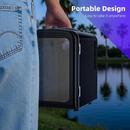 Chill in Style: Compact Mini Refrigerator with LED Gaming Light - 4L Capacity for Beverages, Snacks, and Cosmetics Perfect for Any Space!