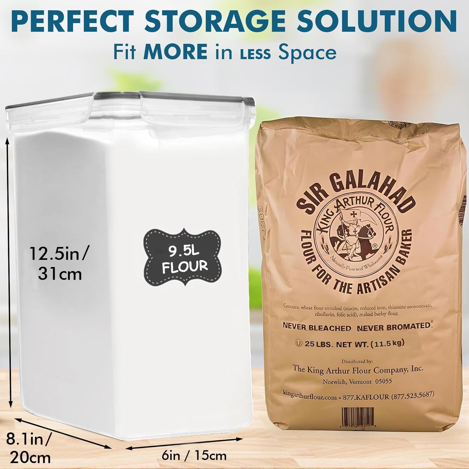Extra Large 2 PC Food Storage Containers - 9.5L (321 Oz) Airtight Canisters for Flour, Sugar, Rice, Cereal & Pasta - BPA-Free, Leakproof Kitchen & Pantry Organization