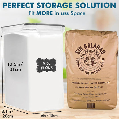 Extra Large 2 PC Food Storage Containers - 9.5L (321 Oz) Airtight Canisters for Flour, Sugar, Rice, Cereal & Pasta - BPA-Free, Leakproof Kitchen & Pantry Organization