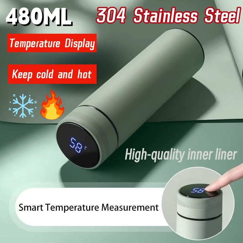 500ml Smart Stainless Steel Water Bottle with Temperature Display - Leakproof Vacuum Flask for Coffee, Milk & More - Perfect Christmas Gift!