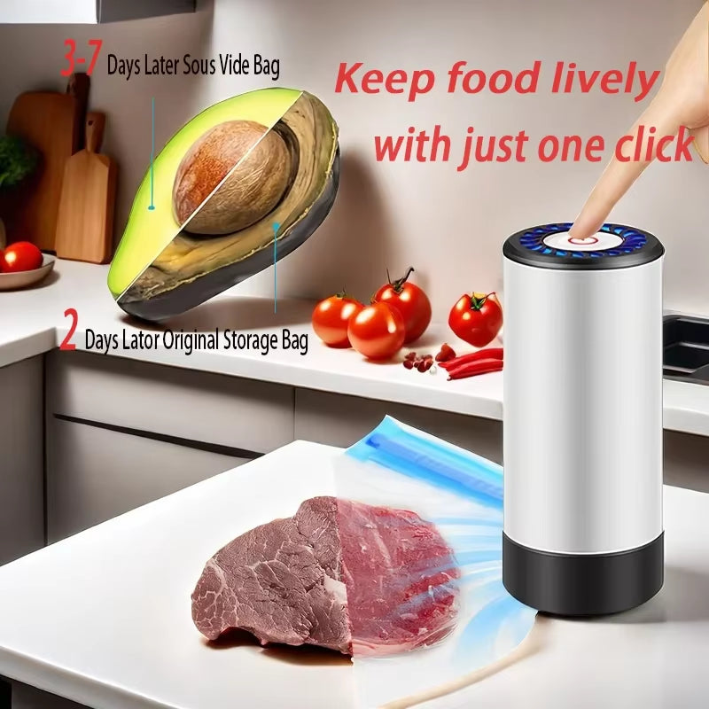 Portable Handheld Vacuum Sealer for Food Storage - Prevent Cross Contamination + 50 Vacuum Seal Bags Included!
