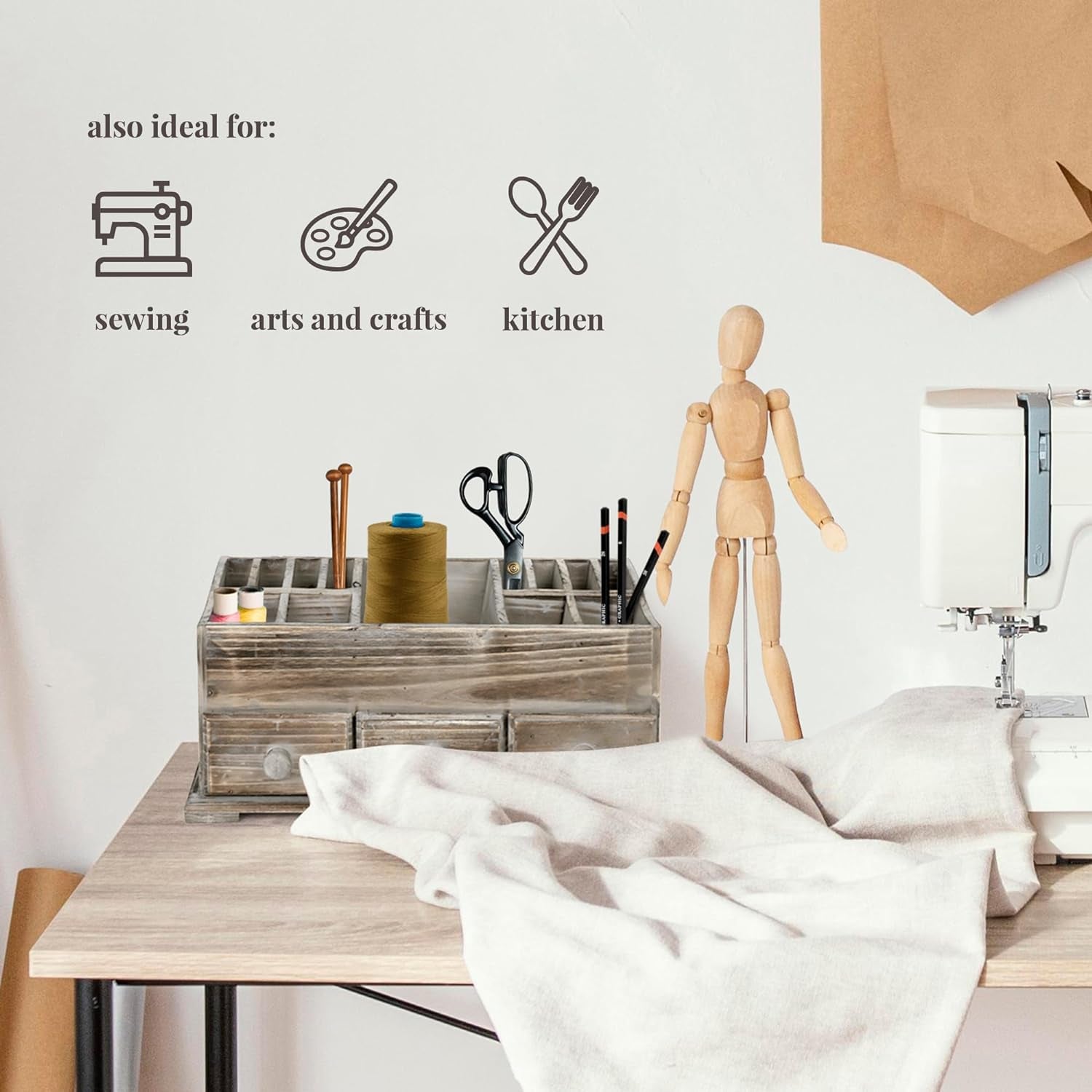 Chic Rustic Vanity Organizer - Wooden Farmhouse Storage Box with 3 Drawers for Makeup & Bathroom Accessories