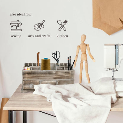 Chic Rustic Vanity Organizer - Wooden Farmhouse Storage Box with 3 Drawers for Makeup & Bathroom Accessories
