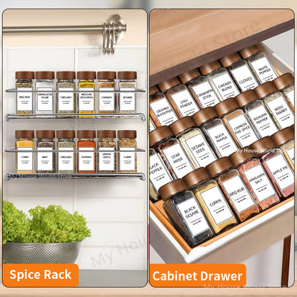 Stylish 13-Piece Glass Spice Jar Set with Bamboo Lids - 4oz Seasoning Organizers for a Neat Spice Rack