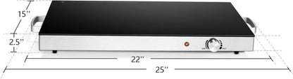 Electric Food Warmer Set - 2 Pack 22''X15'' Adjustable Temperature Buffet Warmers with Tempered Glass Surface - Perfect for Parties, Events, and Restaurants