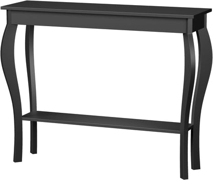 Stylish 39" Black Narrow Entryway Table with Storage Shelf - Elegant Console Table with Curved Legs for Living Room, Hallway, and Entryway