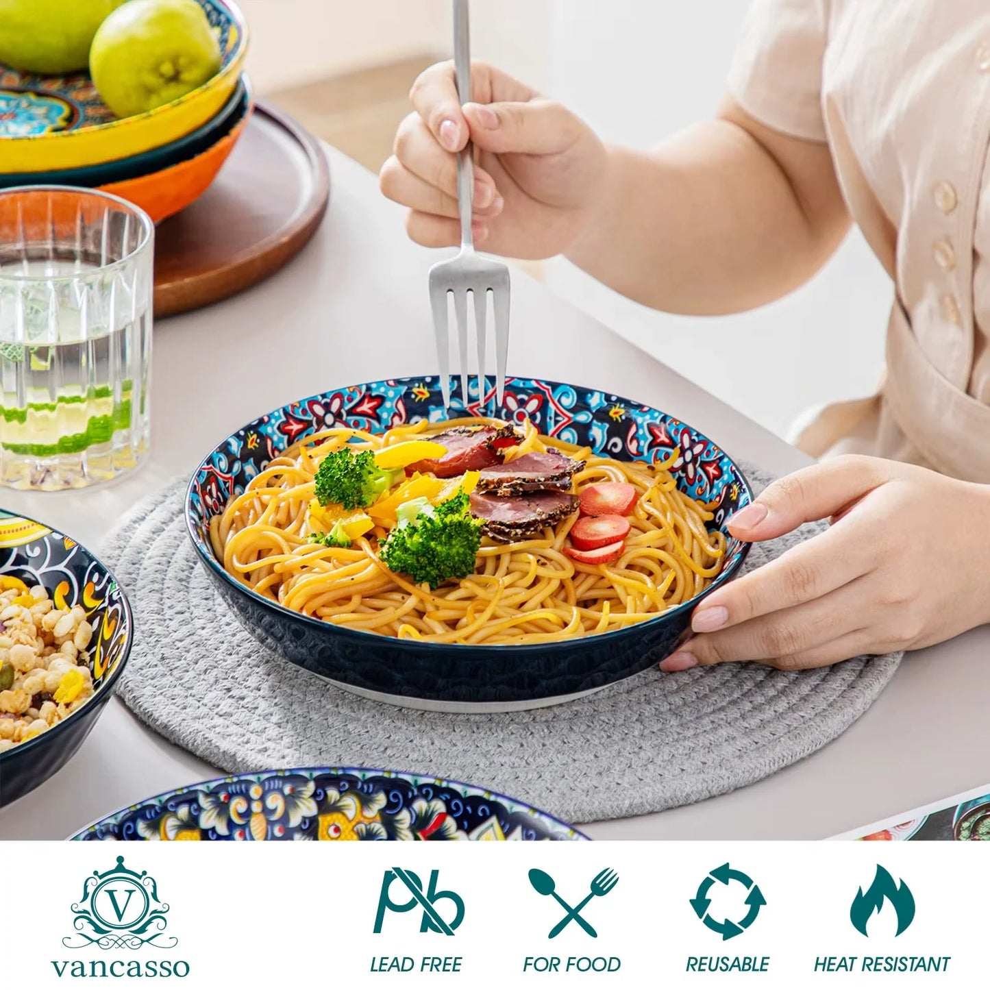 Transform Your Dining with the Vancasso Bohemian Ceramic Dinnerware Set – Stunning Stoneware Plates & Bowls for 6, Perfect for Every Occasion!