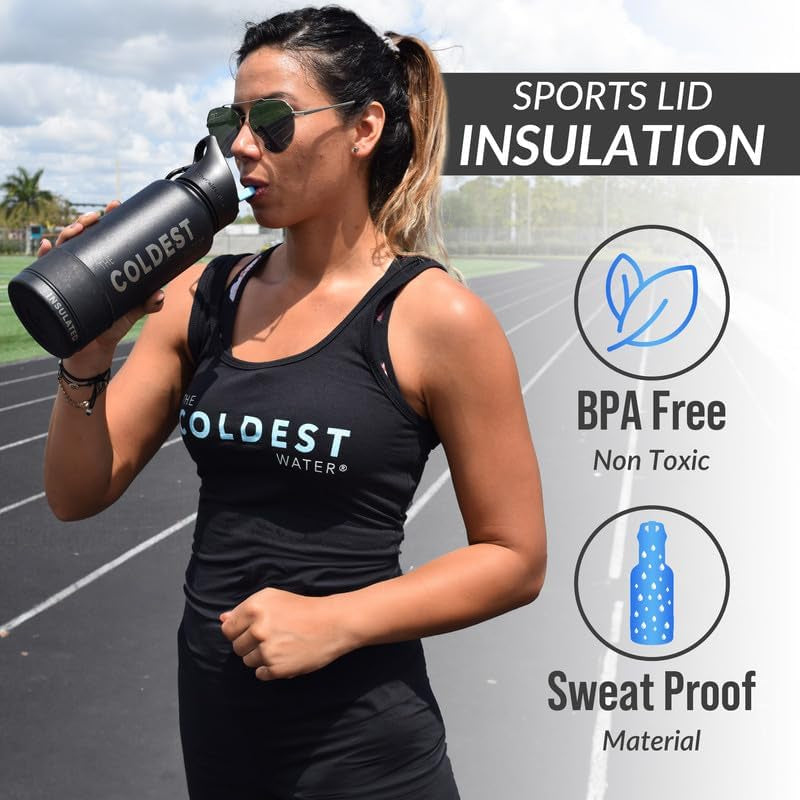 Coldest Insulated Water Bottle with Straw Lid - 32 Oz Oceanic Green Stainless Steel for Men & Women