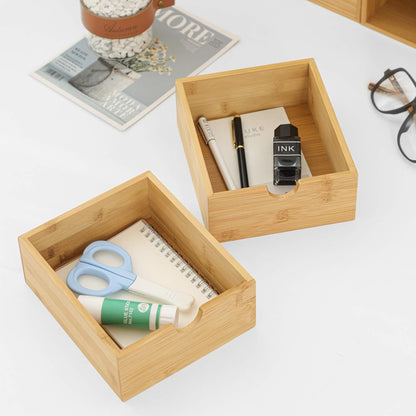 Elegant Bamboo Desk Organizer with 3 Drawers - Perfect for Office, Vanity & Bath Storage