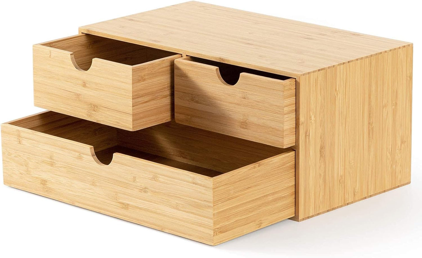 Elegant Bamboo Desk Organizer with 3 Drawers - Perfect for Office, Vanity & Bath Storage