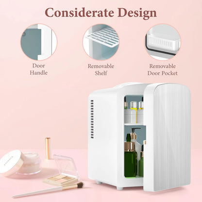 Compact 4L Mini Portable Fridge - Your Perfect Companion for Skincare, Beverages, and More - Ideal for Home, Dorm, Car & Office