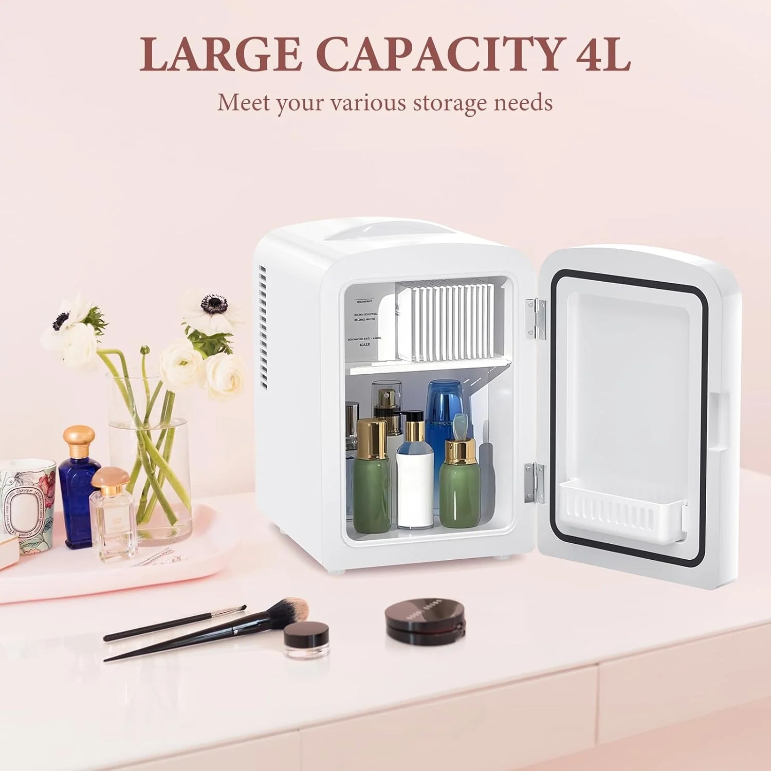 Compact 4L Mini Portable Fridge - Your Perfect Companion for Skincare, Beverages, and More - Ideal for Home, Dorm, Car & Office