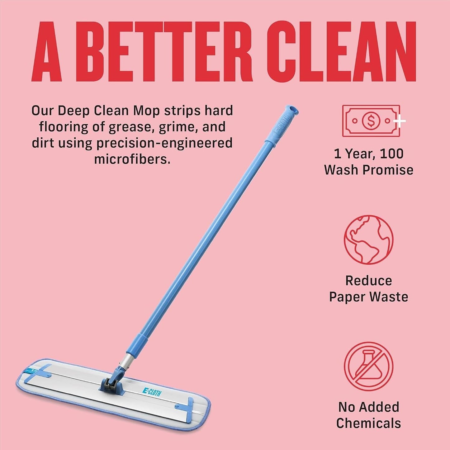 Revolutionary Deep Clean Mop - Eco-Friendly, Reusable Cloth Pad for Effortless Home Cleaning on All Hard Floors!