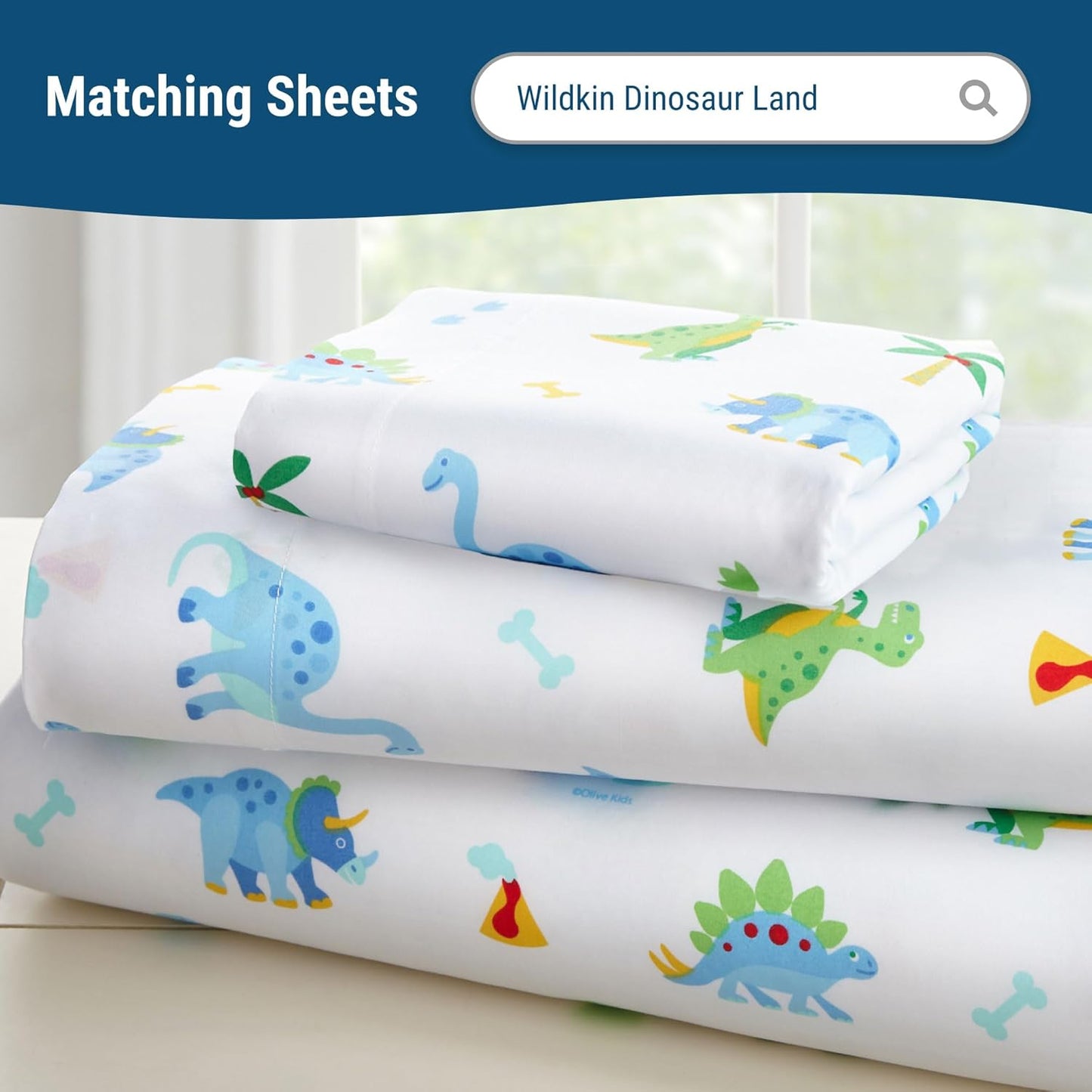 Dinosaur Land Kids Cotton Toddler Comforter Set - Soft, Lightweight, Perfect for Standard Crib Mattresses